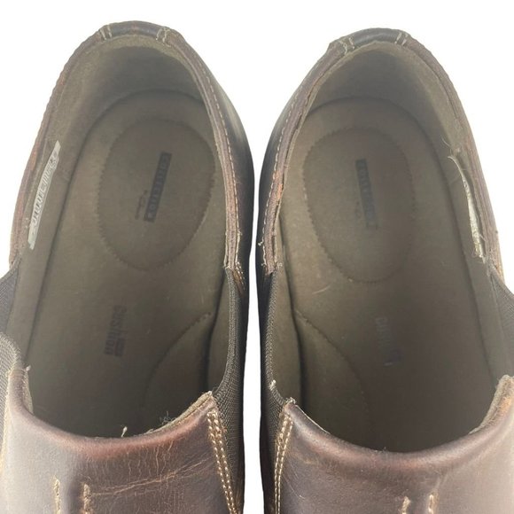 Clarks Mens J Hinman Step Slip-On Shoes Brown Leather Stretch Cushioned 9.5M - Picture 7 of 9